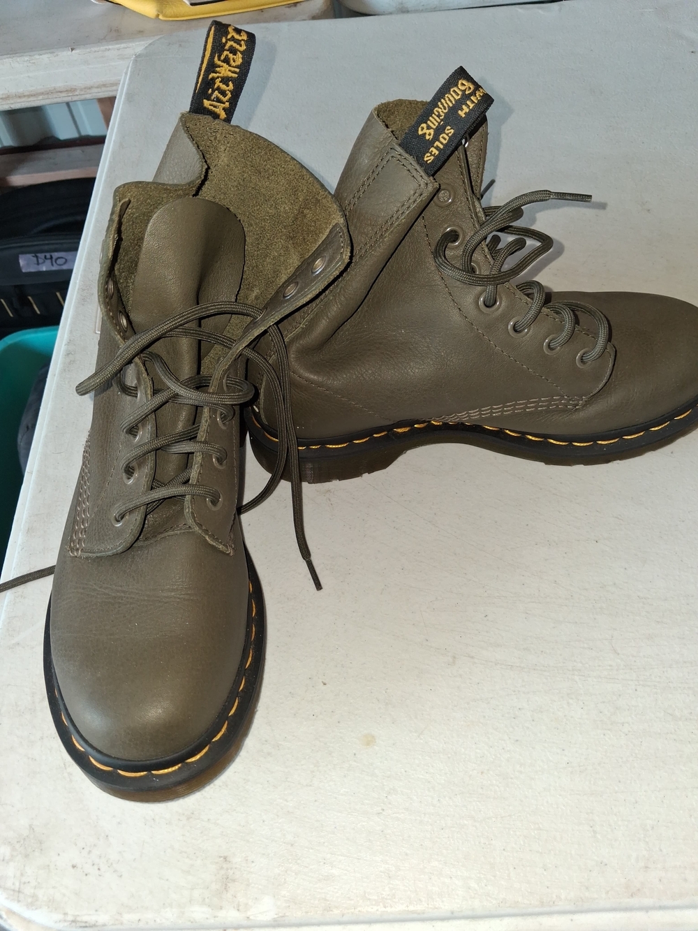 Dr. Martens Olive Green 8-Eye Leather Combat Boots